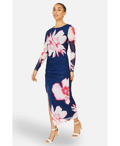 Yumi Women's Long Sleeve Mesh Maxi Dress