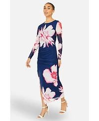 Yumi Women's Long Sleeve Mesh Maxi Dress