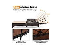 Slickblue Adjustable Outdoor Wicker Chaise Lounge with Pillow for Patio