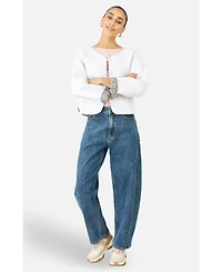 Yumi Women's Reversible Cotton Quilted Cropped Jacket