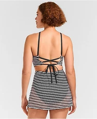 Lands' End Women's Crochet Monokini Swim Dress Swimsuit