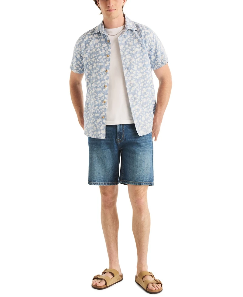 Nautica Men's Reverse Palm Tree Printed Short-Sleeve Shirt