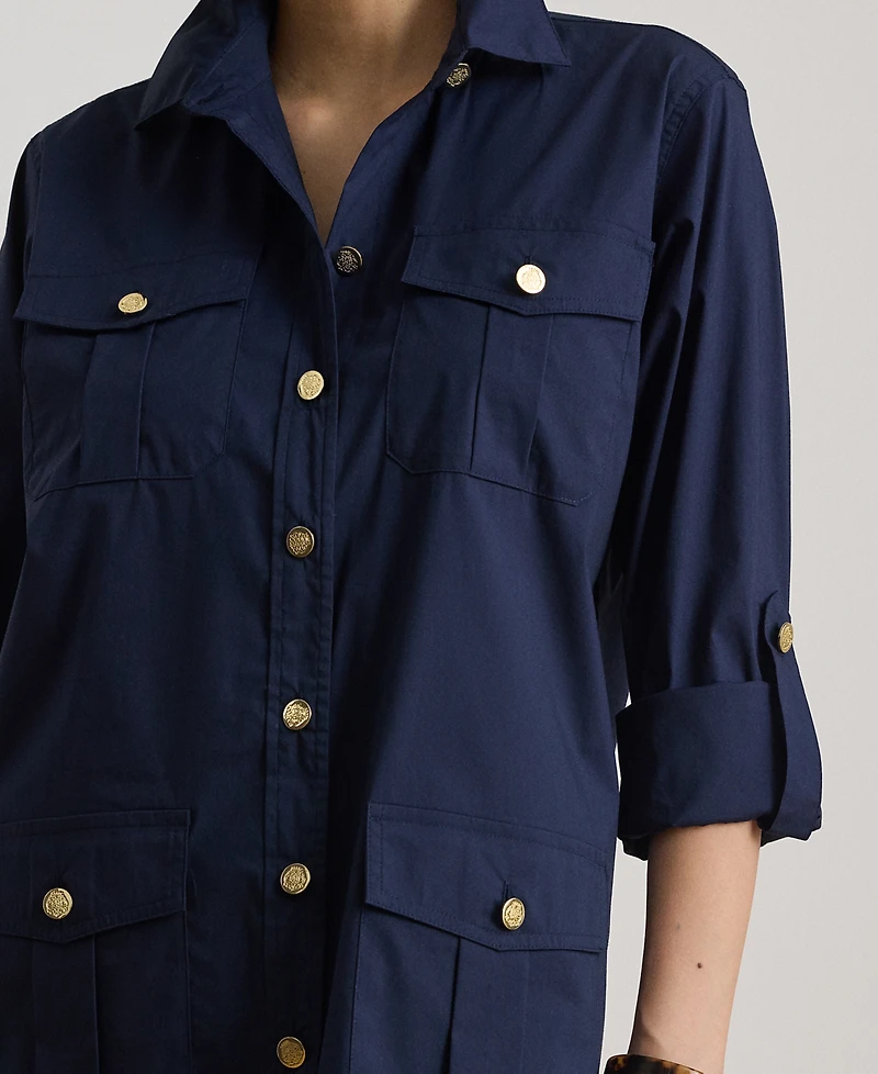 Lauren Ralph Petite Roll Tab Sleeve Shirtdress