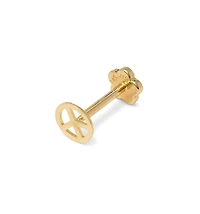 Curata Jewelry Solid 14k Gold 18G 5mm Peace Sign Labret Cartilage Stud Piercing Body Piercing Stud