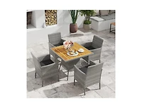 Slickblue Outdoor 5-Piece Wicker Dining Set with Acacia Wood Table