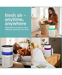 SereneLife Portable Air Purifier, Small Air Cleaner with Aroma Box, Ambient Light, 2-Speed, Timer, Sleep Mode.