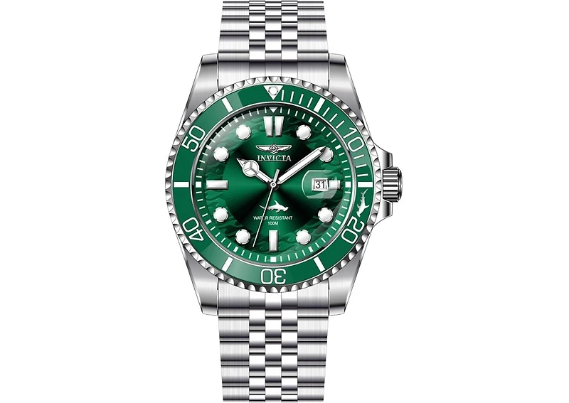 Invicta Men's 30611 Pro Diver Quartz 3 Hand Green Dial Watch