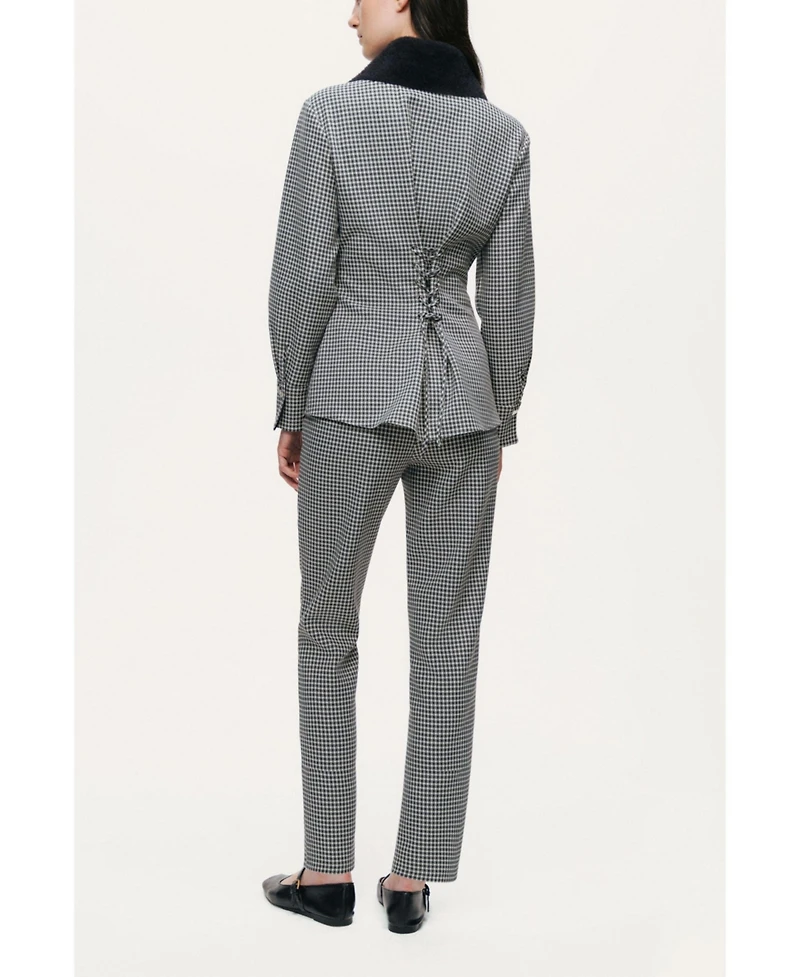 Nocturne Women's Corset-Back Checked Sculpted Shirt