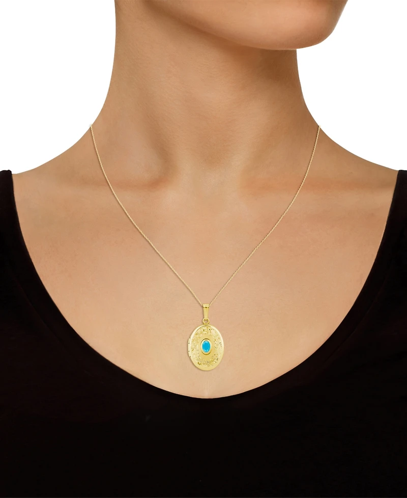 Macy's Turquoise Pendant Necklace in 14k Yellow Gold-Plated Sterling Silver