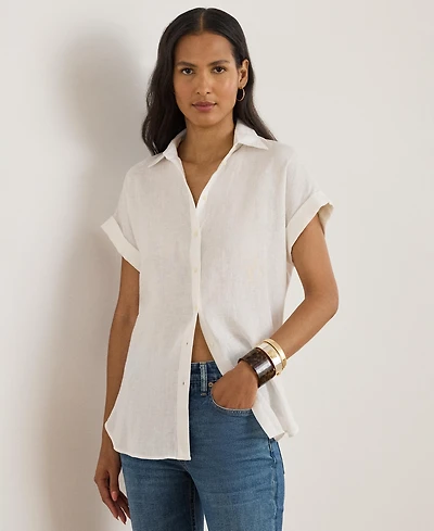 Lauren Ralph Dolman-Sleeve 100% Linen Shirt