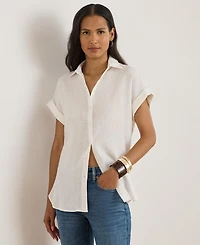 Lauren Ralph Dolman-Sleeve 100% Linen Shirt