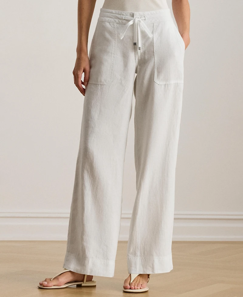 Lauren Ralph Wide-Leg 100% Linen Pants