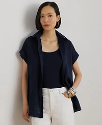 Lauren Ralph Dolman-Sleeve 100% Linen Shirt