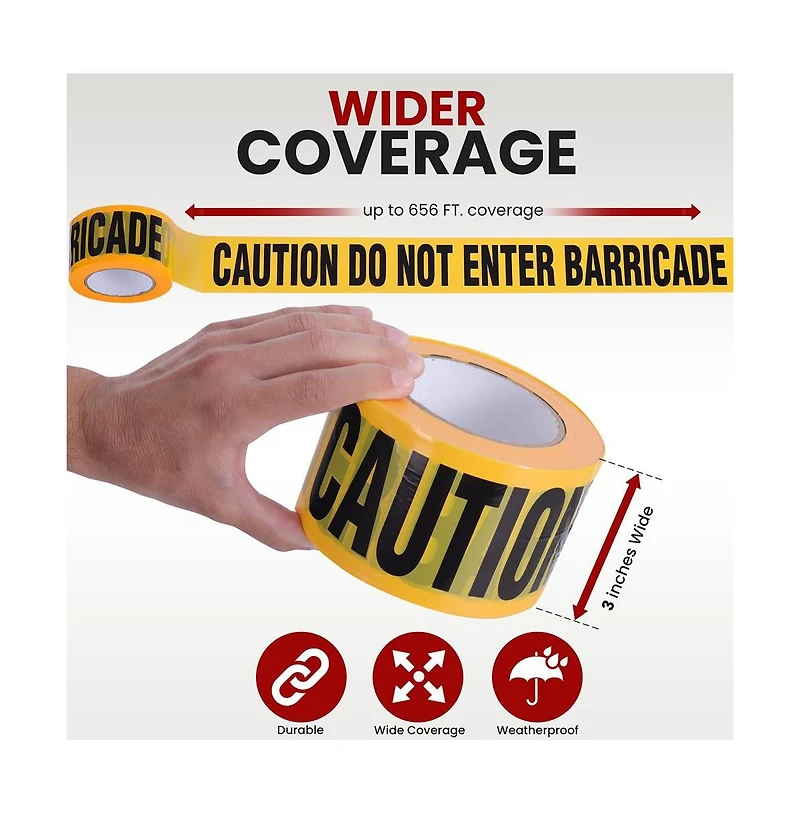 Pyle 656ft Caution Do Not Enter Barricade Tape Set - Yellow (PNECTX8) - 8 Pieces