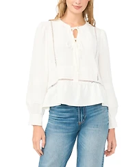 Vince Camuto Women's Lace Yoke Tie-Front Blouse
