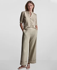 Dkny Jeans Petite Short Puff-Sleeve Button-Front Shirt