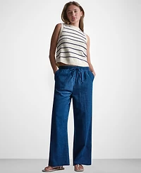 Dkny Jeans Petite Sleeveless Crewneck Striped Sweater