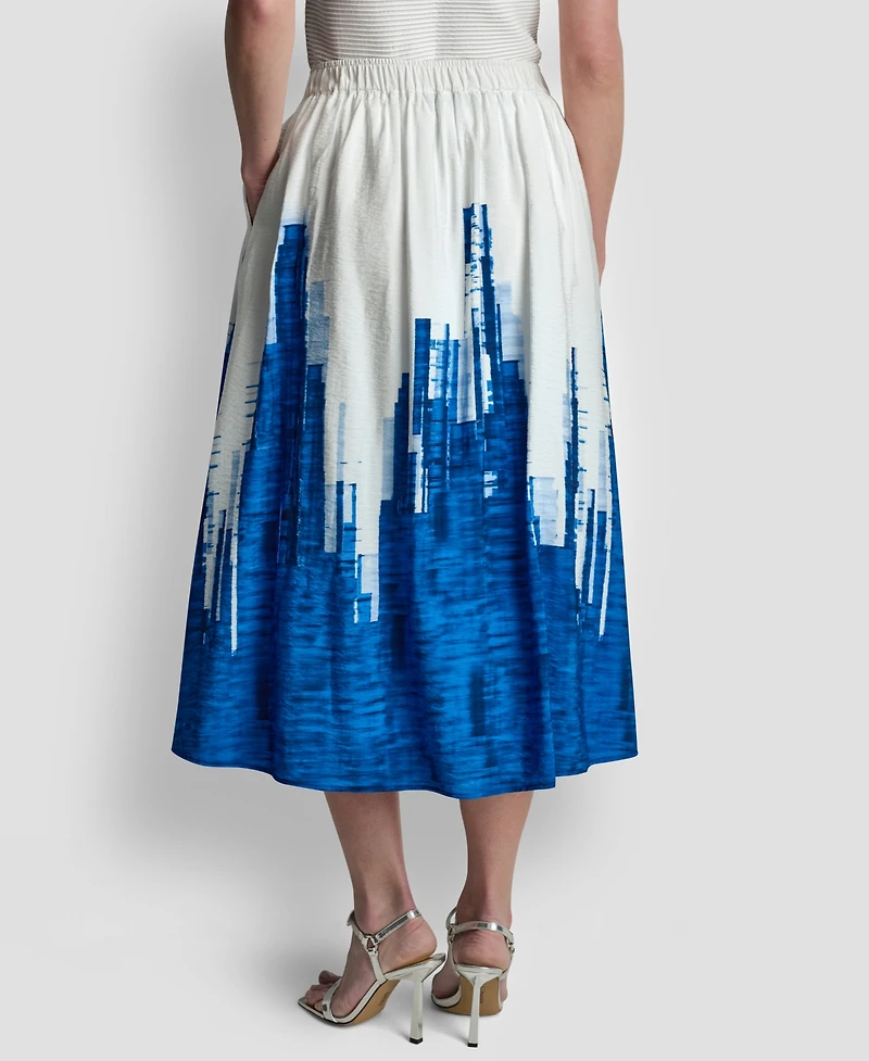Dkny Women's Printed Abstract Pull-On Midi Skirt