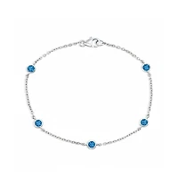 Simona Sterling Silver, Round Bezel-Set Gemstone By The Yard Birthstone Bracelet