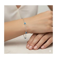 Simona Sterling Silver, Round Bezel-Set Gemstone By The Yard Birthstone Bracelet