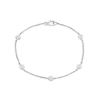 Simona Sterling Silver, Round Bezel-Set Gemstone By The Yard Birthstone Bracelet