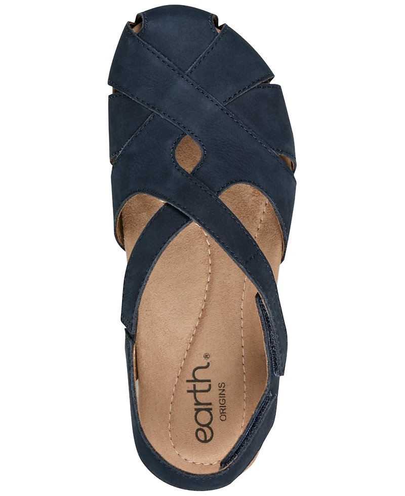 Earth Women's Brentia Leather Criss-Cross Flat Sandals