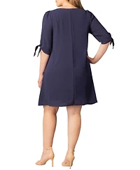 Kiyonna Plus Manhattan Shift Dress with Tie Sleeves