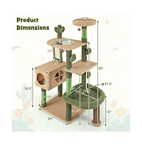 Aostirmotor 59" Cactus Cat Tower, Multi-Level Activity Center with Scratching Posts & Toy, Indoor Kitty Furniture