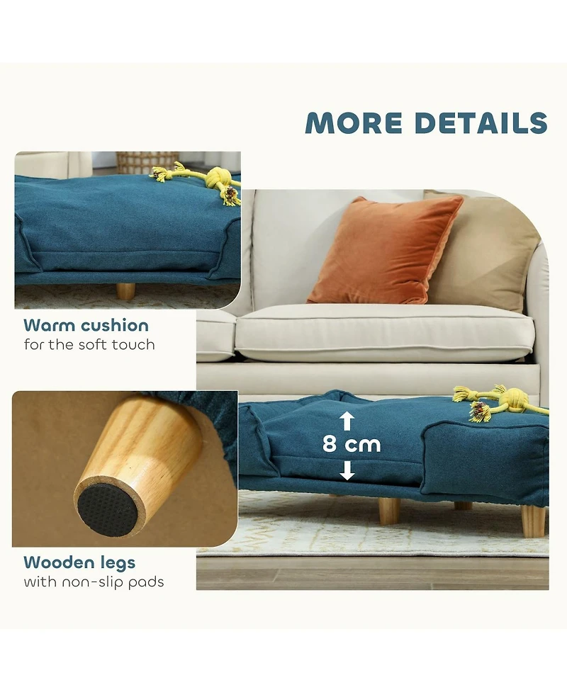 6thdruple Modern Pet Couch with Wood Legs and Cushion for Large Dogs