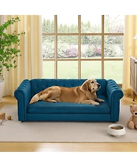 6thdruple Oversized Linen Dog Sofa, Modern Elevated Pet Bed for Large Breeds