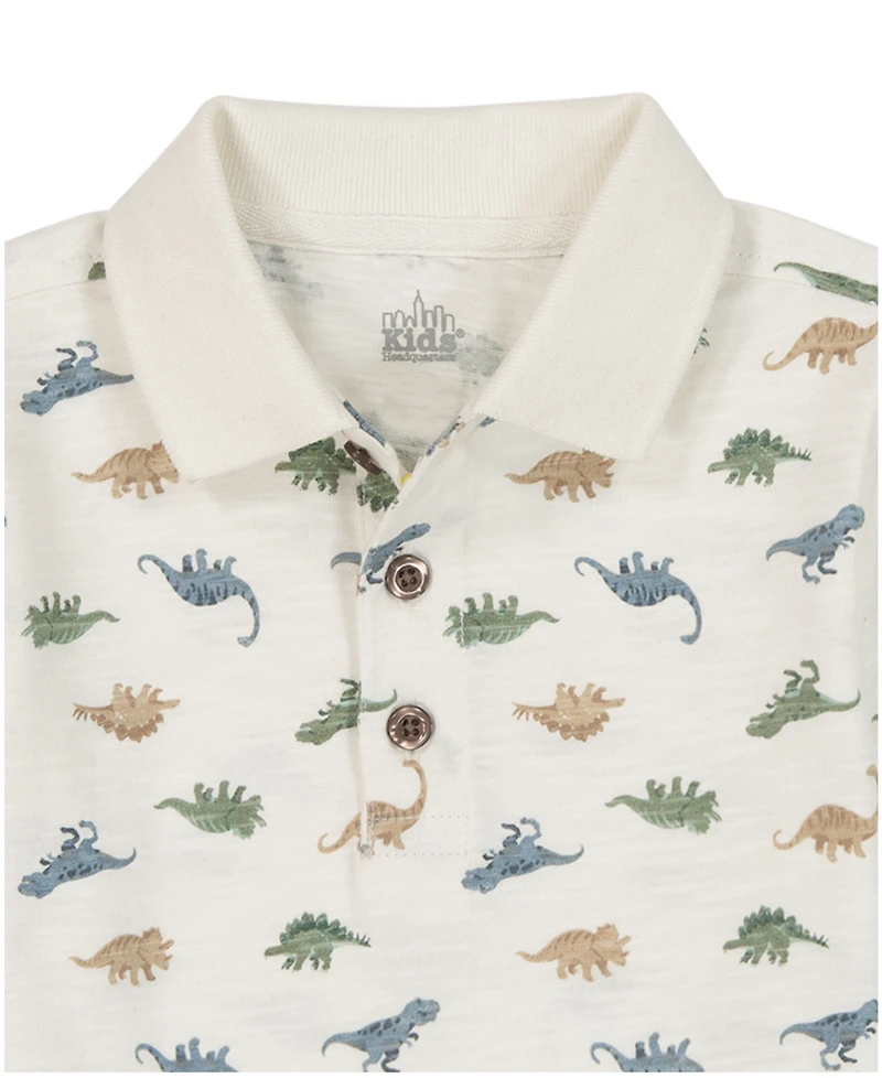 Kids Headquarters Boys' Toddler 2T-5T Printed Polo, Camera T-Shirt and Twill Cargo Shorts 3-Piece Set