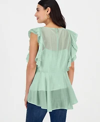 I.n.c. International Concepts Petite Ruffle-Sleeve Peplum Blouse, Macy's Exclusive