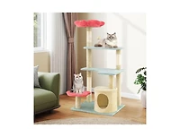 Aostirmotor 49" Floral Kitten Tower with Flower-Shaped Plush Perch, Multi-Level Aesthetic Cat Furniture