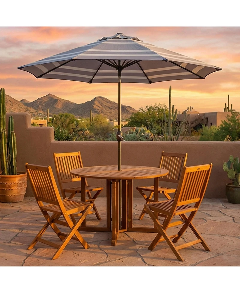 Malaysian Hardwood Gateleg Round Patio Table with Teak Oil Finish - 47.25" Diameter x 29" H