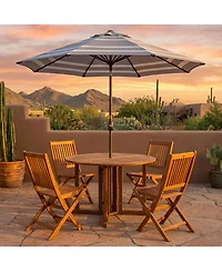 Malaysian Hardwood Gateleg Round Patio Table with Teak Oil Finish - 47.25" Diameter x 29" H