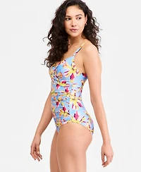 Dkny Women's Crossover Ruched One-Piece Swimsuit