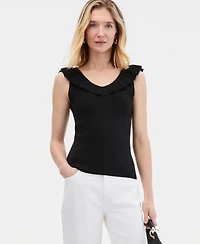 I.n.c. International Concepts Women's Ruffle-Trim Metallic Sweater Tank, Macy's Exclusive
