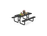 Slickblue 8-Person Picnic Table Set with Benches and Mesh Grid Design