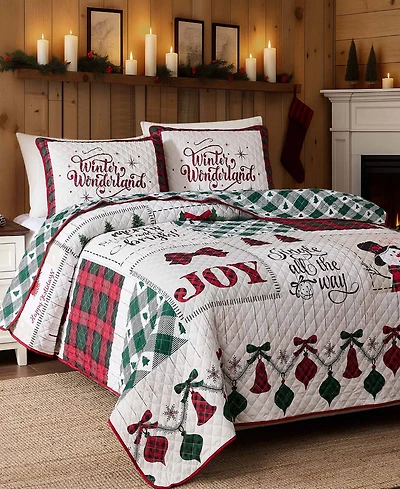 Avanti Patchwork Plaid Reversible 2-Pc. Quilt Set, Twin