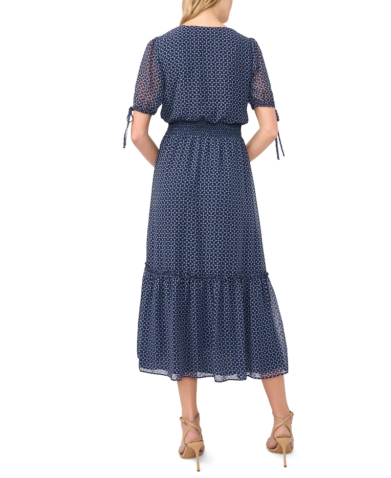 CeCe Women's V-Neck Smocked Waist Maxi Dress