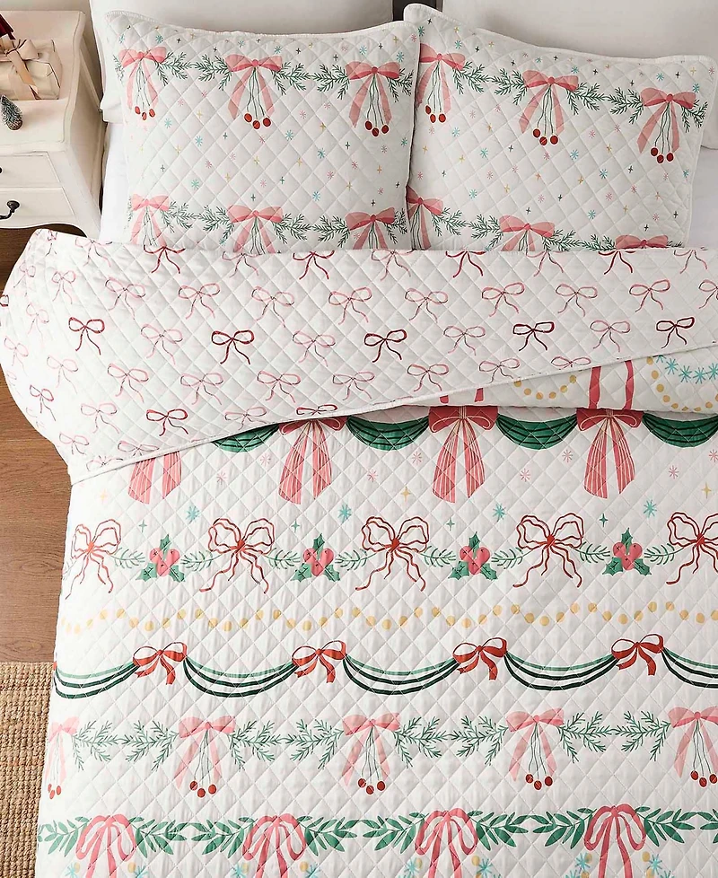 Avanti Bows Branches Reversible 3-Pc. Quilt Set, Full/Queen