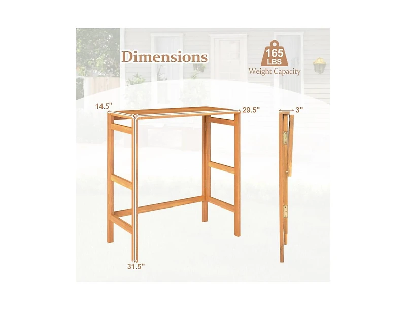 Slickblue Balcony Patio Bar Table in Acacia Wood with Slatted Top