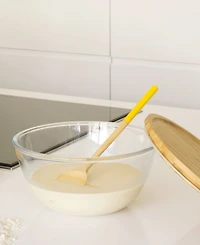 Pebbly Glass 3-Pc. Mixing Bowl with Bamboo Lid Set