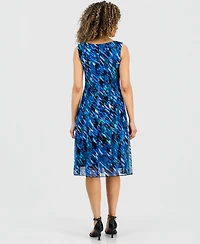Connected Petite Printed Mesh Sleeveless Midi Dress