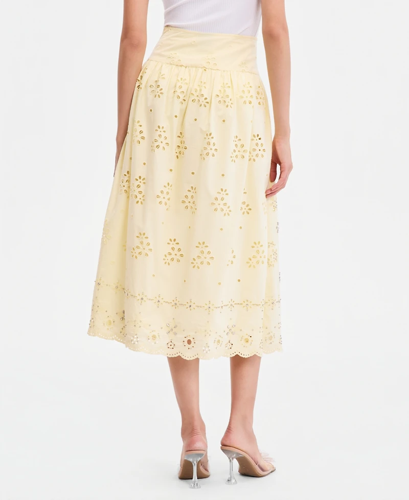 I.n.c. International Concepts Women's Crystal Embellished Eyelet Midi Skirt, Macy's Exclusive