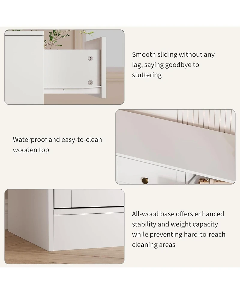 gaomon 2 Drawers Wood Dressers for Bedroom, Wooden Chest of Drawers Clothes Storage Organizer for Living Room, Modern Wide Tv Dresser for 65 Inch Tv
