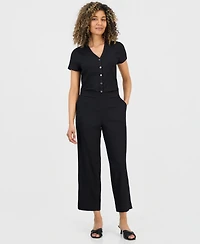 Anne Klein Essentials Petite Pebble-Texture Knit Pull-On Pants