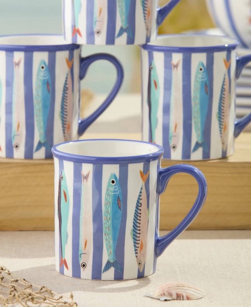 Certified International Something Fishy Mugs, Set of 4