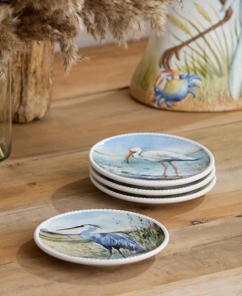Certified International Coastal Birds Canape Plates, Set of 4