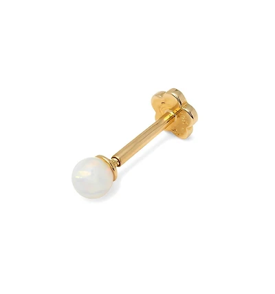 Curata Jewelry Solid 14k Gold 18G 3mm Created Fire Opal Labret Cartilage Stud